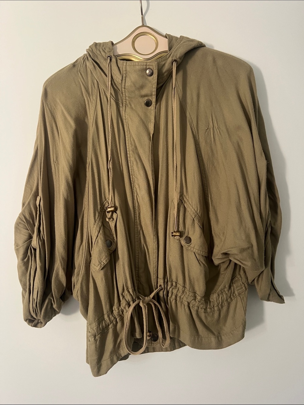 barlll Women's Olive Utility Hooded Jacket. So cute!!! Size M